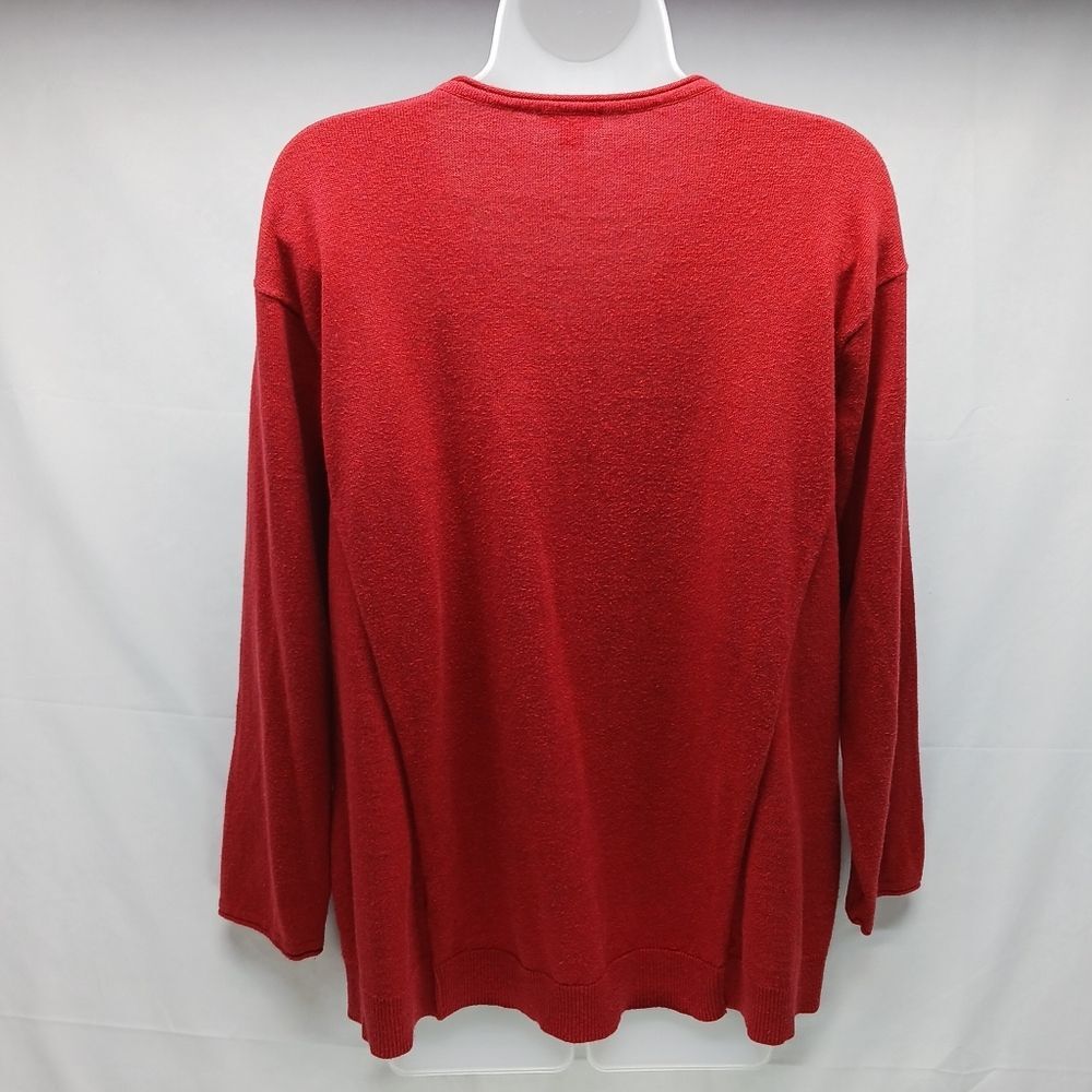 J. Jill Pure Jill Cotton Blend Front Pocket Red Sweater V-Neck Size Medium - Picture 2 of 11